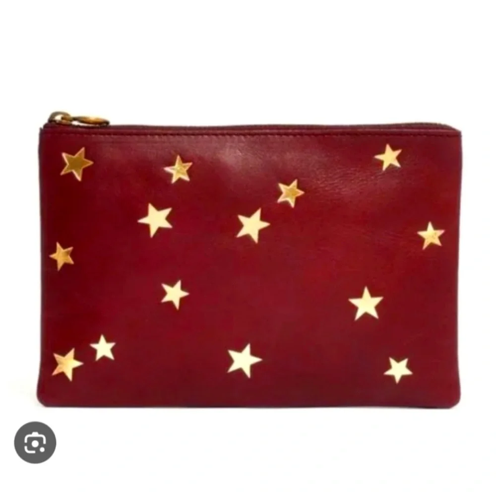 Anthropologie Madewell Burgundy clutch purse makeup pouch